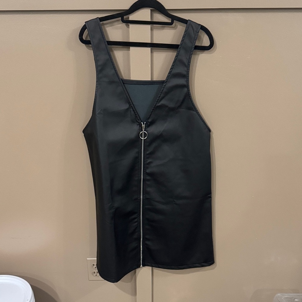 SHEIN Black Zipper Front Mini Dress